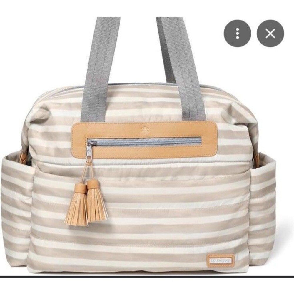 SKIP HOP Riverside Ultra Light Diaper Bag Satchel Oyster Stripe